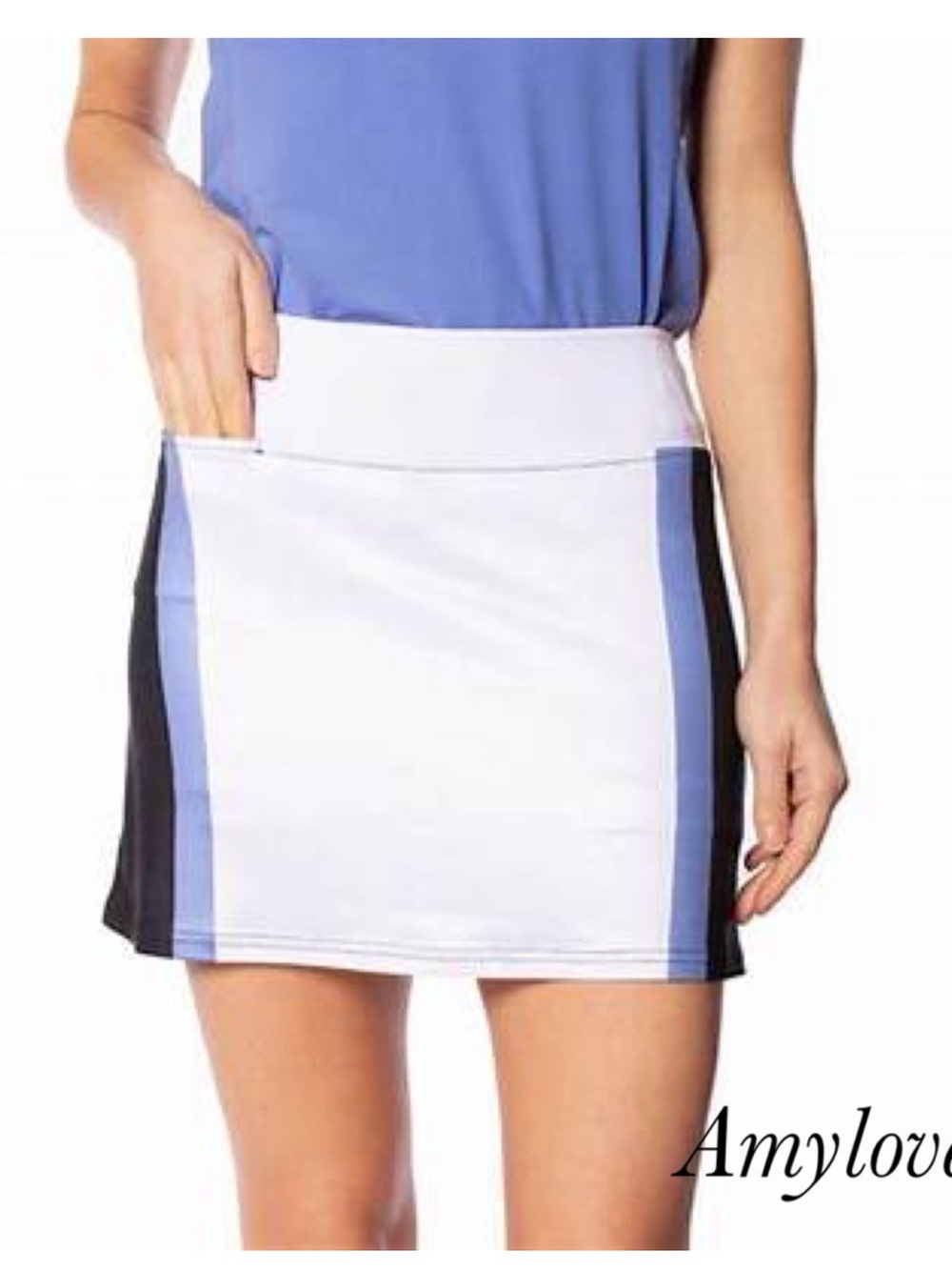 GOLFTINI Women's Sz M Stability-short Color Block Pull On Skort NWT Blue White